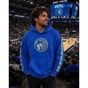 Mitchell & Ness Minnesota Timberwolves Throwback Fleece Hoodie Blue Small NWT